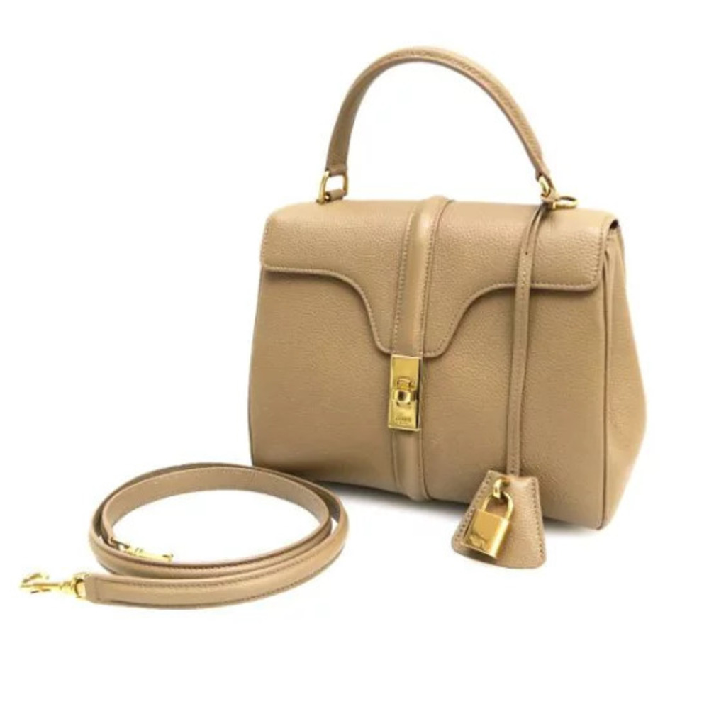 Celine Seize 16 bag satinated calfskin signature Black
